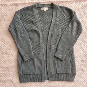 Pink Rose Women’s Knit Gray Open Front Long Sleeve Cardigan